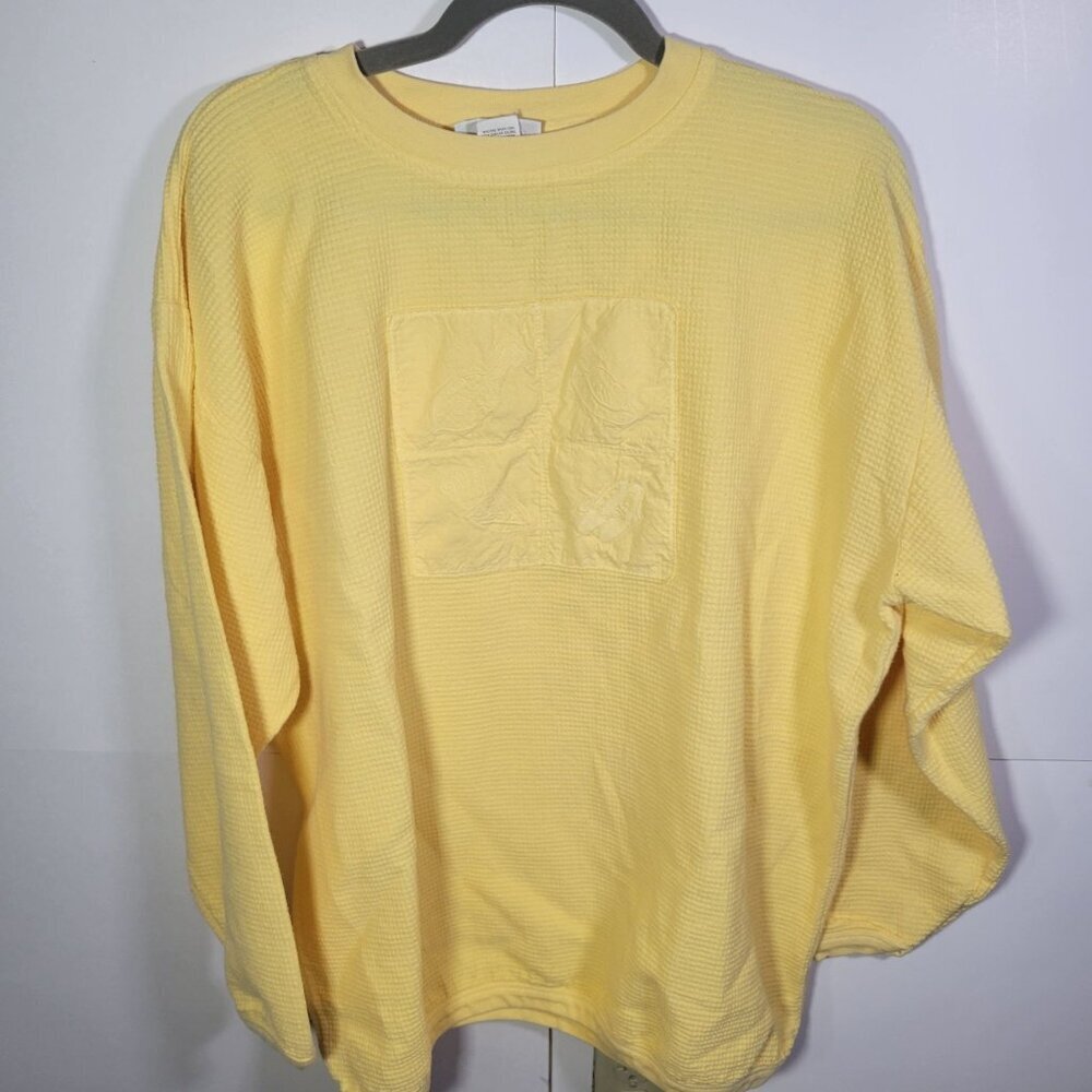 Carolina Clothing Co. Yellow Cotton Waffle Knit Long-Sleeve Crewneck Shirt Sz L